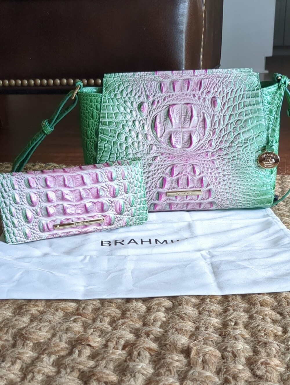 Brahmin Hillay Crossbody in Apple blush with Matching Wallet